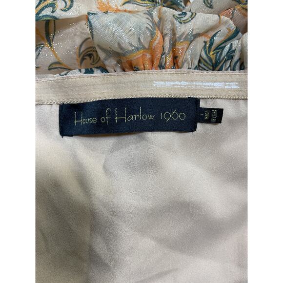 House Of Harlow 1960 'Sofia' Tan Poly Richie Burna Blouse Size S - NWT - Picture 4 of 5